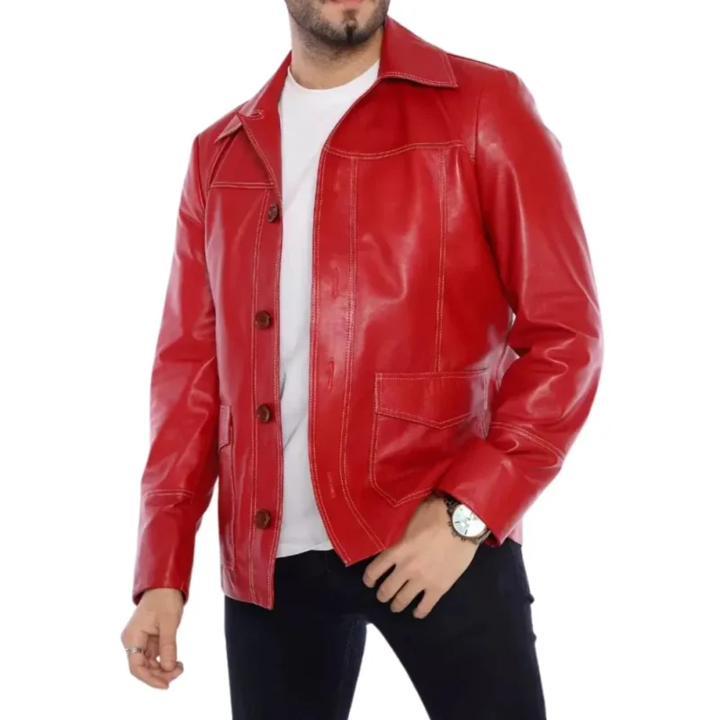 Fight Club Inspired Tyler Durden Red Leather Jacket