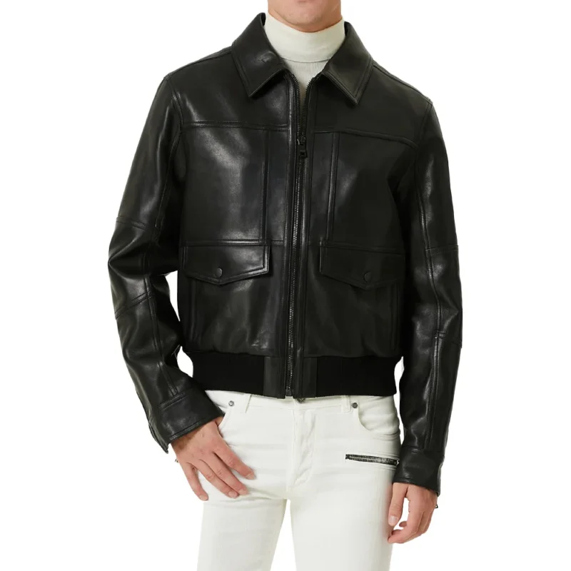 Men’s Black Leather A2 Flight Pilot Jacket