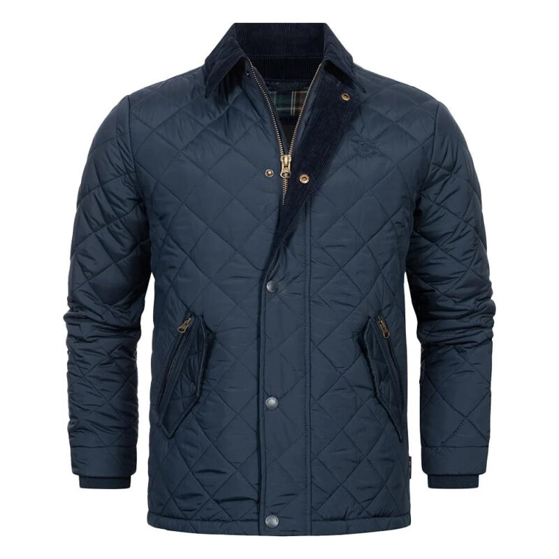 Mens Navy Blue Quilted Parachute Jacket