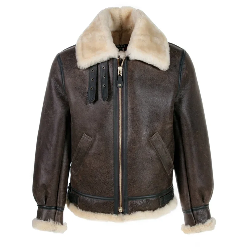 Mens Brown Shearling Aviator Jacket