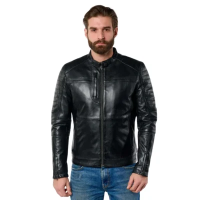 Men’s Black Cafe Racer Jacket