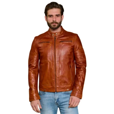 Cognac Men’s Café Racer Jacket