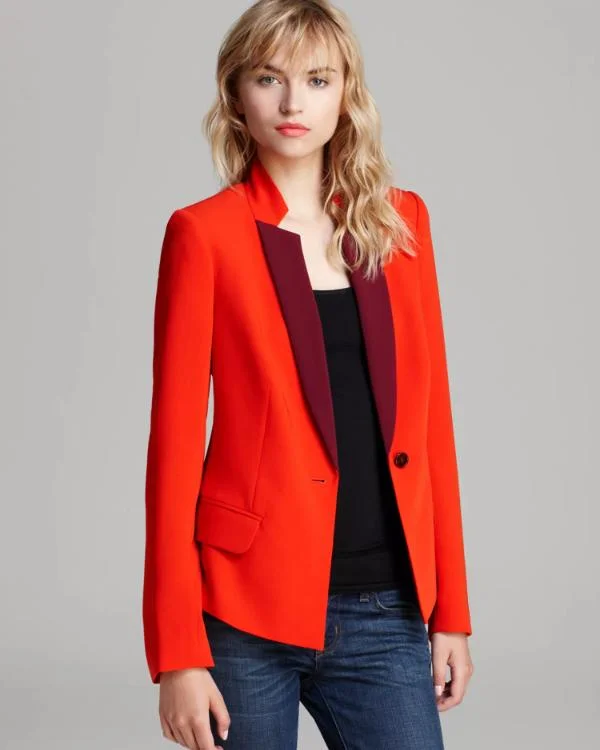 Emily In Paris S05 Lily Collins Two-Tone Red Blazer