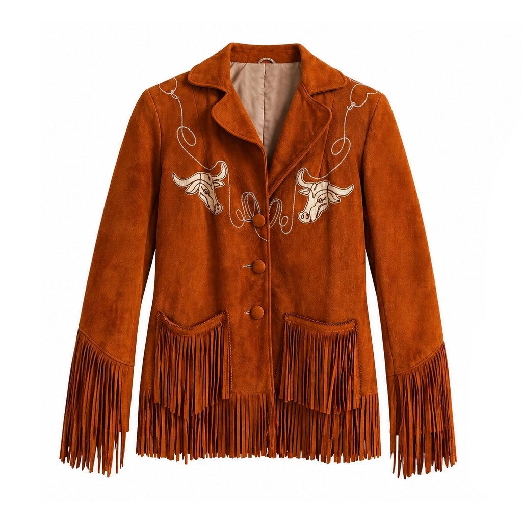 Aya Cash Brown Fringe Suede Jacket