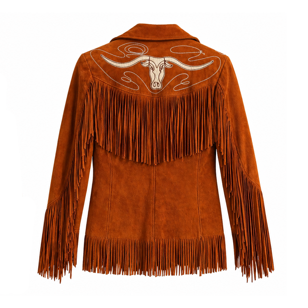 Aya Cash Brown Fringe Suede Jacket
