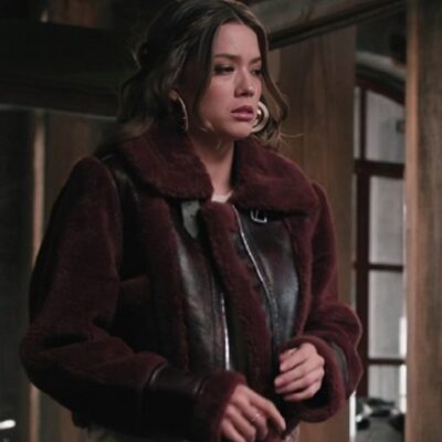 Marshals S01 Morgan Lindholm Burgundy Cropped Leather Jacket