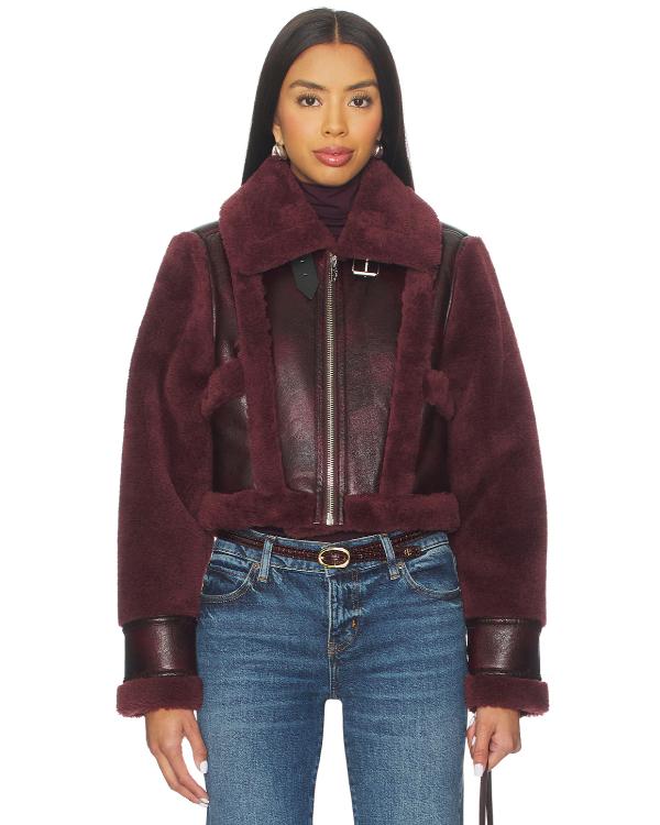 Marshals S01 Morgan Lindholm Burgundy Cropped Leather Jacket