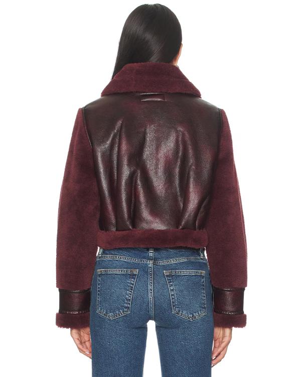 Marshals S01 Morgan Lindholm Burgundy Cropped Leather Jacket