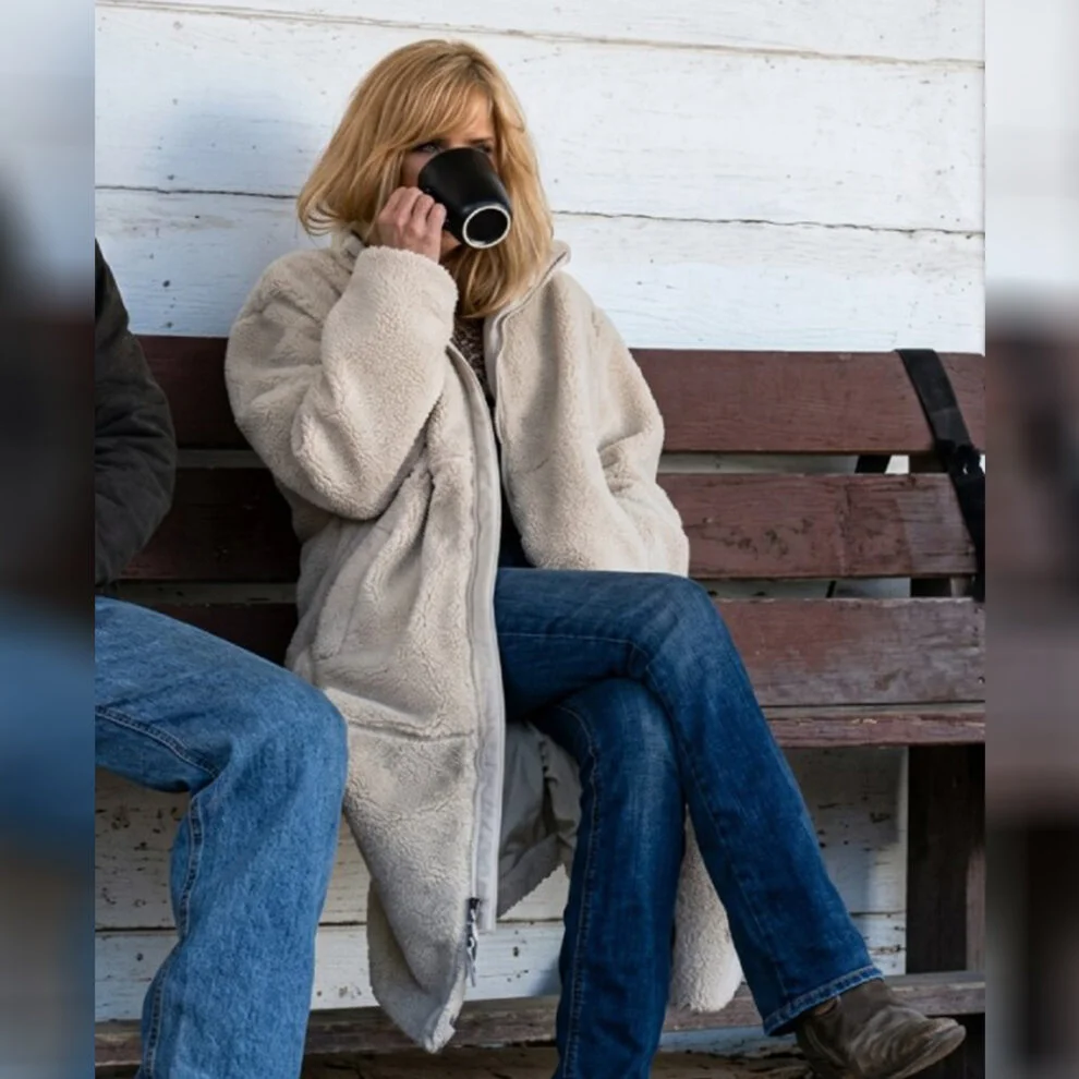 Dutton Ranch Beth Dutton White Longline Sherpa Coat