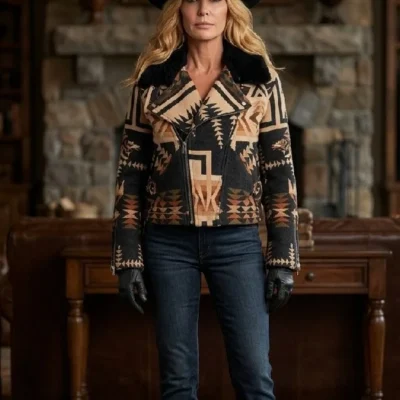 Dutton Ranch Beth Dutton Aviator Western Print Jacket