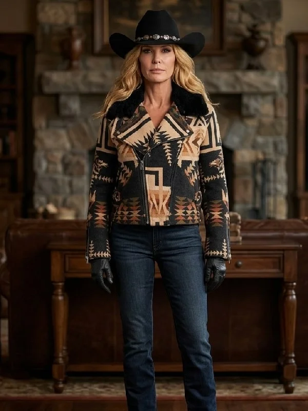 Dutton Ranch Beth Dutton Aviator Western Print Jacket